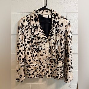 Chico's Leopard Print Zip-Front Jacket - Beige, Black, Brown size 2